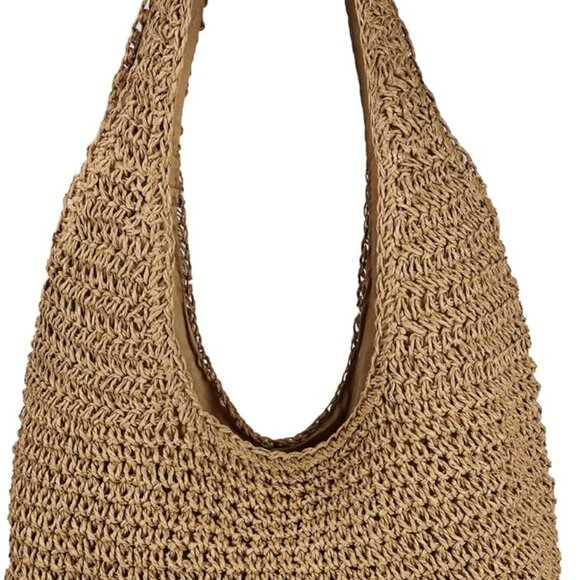 Jewelry - Women Large Straw Beach Bag Handmade Woven Shoulder Bags Hobo Tote Handbag Purse